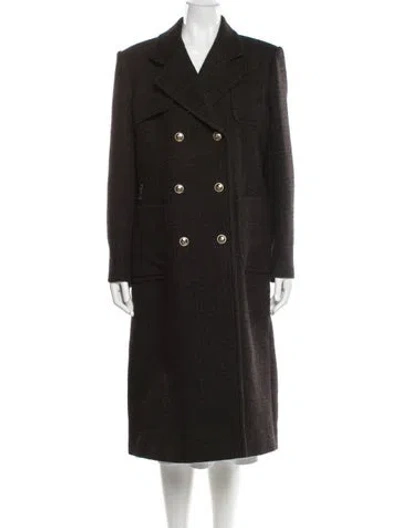 Pre-owned Sandro Virgin Wool Trench Coat In Black