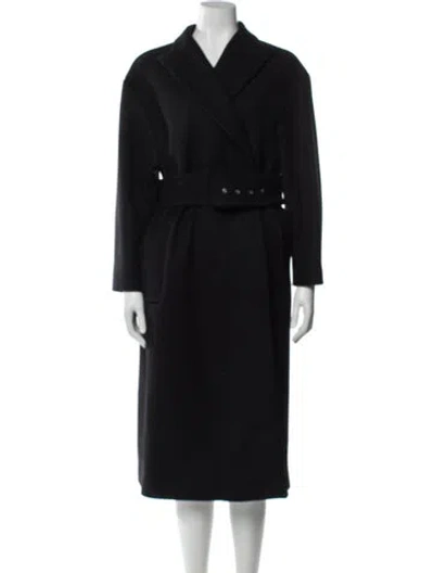 Pre-owned Sandro Virgin Wool Trench Coat In Blue