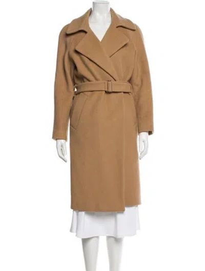 Pre-owned Sandro Virgin Wool Trench Coat In Brown
