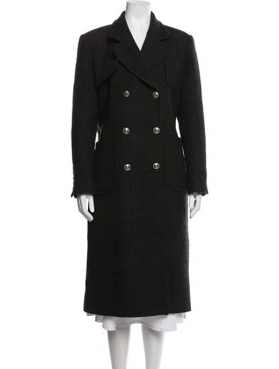 Pre-owned Sandro Virgin Wool Tweed Pattern Coat In Black