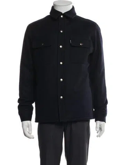 Pre-owned Sandro Virgin Wool Utility Jacket In Blue