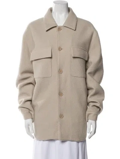 Pre-owned Sandro Virgin Wool Utility Jacket In Neutral