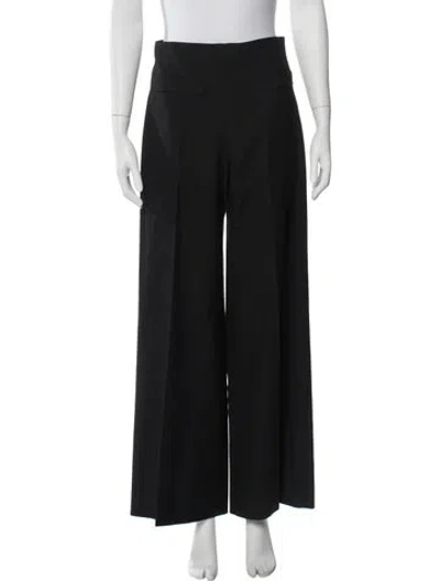 Pre-owned Sandro Virgin Wool Wide Leg Pants In Black