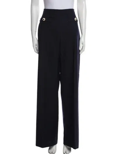 Pre-owned Sandro Virgin Wool Wide Leg Pants In Blue