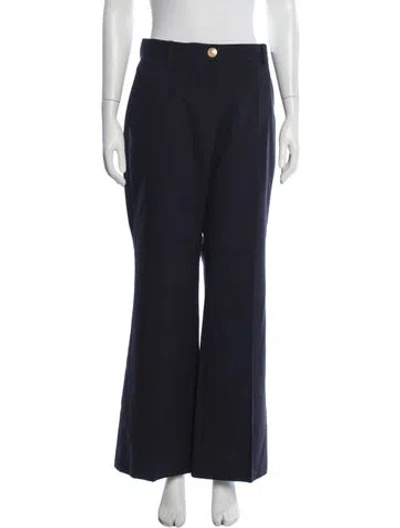 Pre-owned Sandro Virgin Wool Wide Leg Pants In Blue