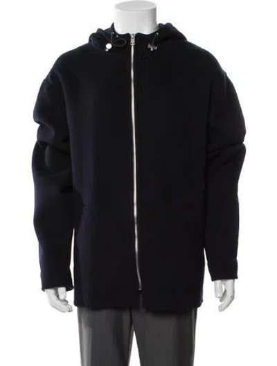Pre-owned Sandro Virgin Wool Windbreaker W/ Tags In Blue