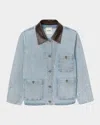 Sandro Contrasting-collar Denim Jacket In Light Blue Jean