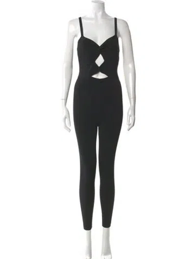 Pre-owned Sandro V-neck Jumpsuit In Black