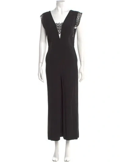 Pre-owned Sandro V-neck Jumpsuit In Black