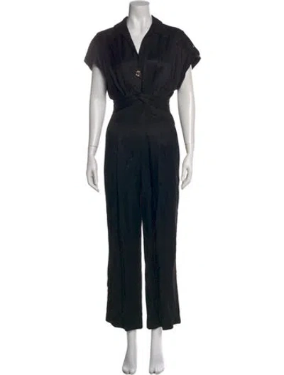 Pre-owned Sandro V-neck Jumpsuit In Black