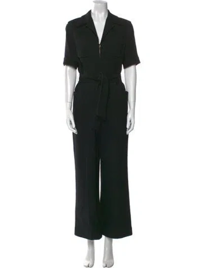 Pre-owned Sandro V-neck Jumpsuit In Black