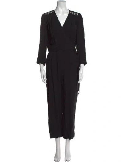 Pre-owned Sandro V-neck Jumpsuit In Black