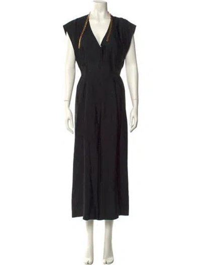 Pre-owned Sandro V-neck Jumpsuit In Black