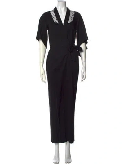 Pre-owned Sandro V-neck Jumpsuit In Black