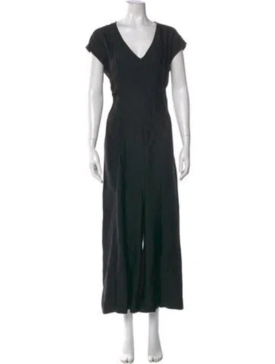 Pre-owned Sandro V-neck Jumpsuit In Black