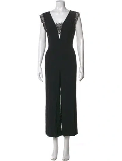 Pre-owned Sandro V-neck Jumpsuit In Black