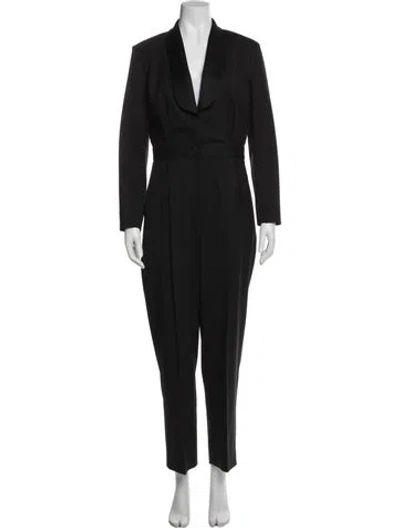 Pre-owned Sandro V-neck Jumpsuit In Black