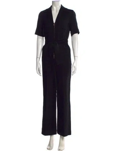 Pre-owned Sandro V-neck Jumpsuit In Black