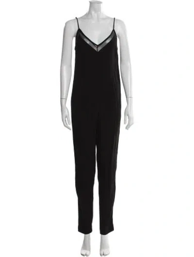 Pre-owned Sandro V-neck Jumpsuit In Black