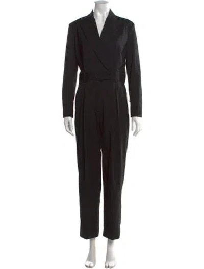 Pre-owned Sandro V-neck Jumpsuit In Black