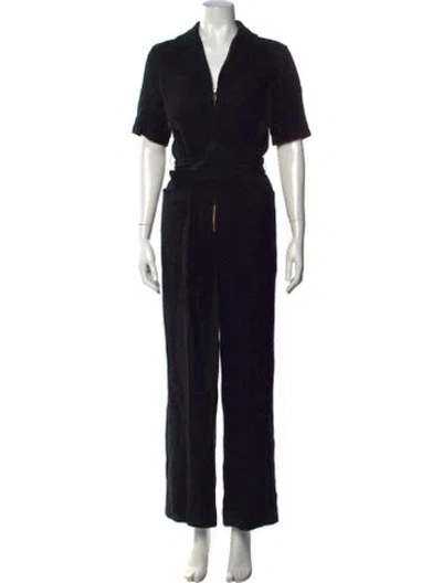 Pre-owned Sandro V-neck Jumpsuit In Black