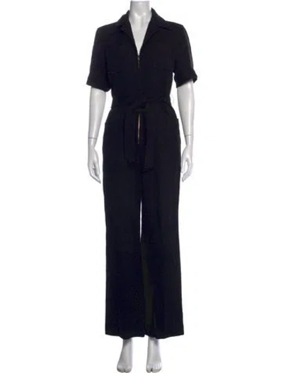 Pre-owned Sandro V-neck Jumpsuit In Black
