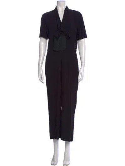 Pre-owned Sandro V-neck Jumpsuit In Black