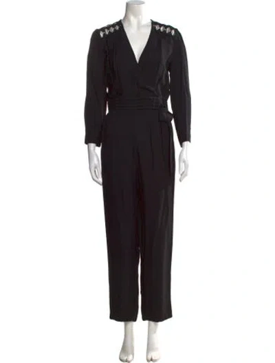Pre-owned Sandro V-neck Jumpsuit In Black