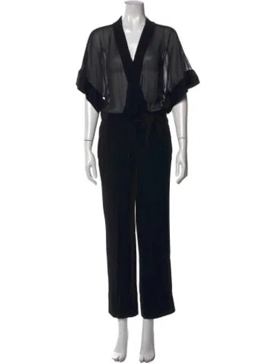 Pre-owned Sandro V-neck Jumpsuit In Black