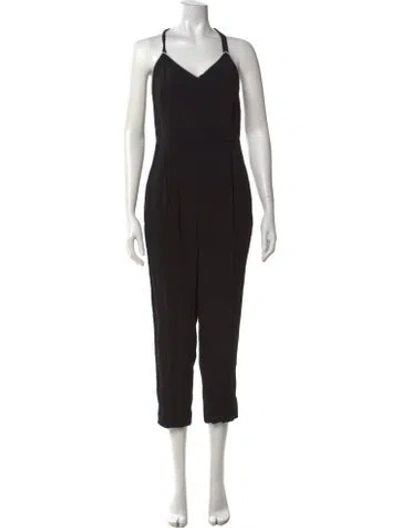 Pre-owned Sandro V-neck Jumpsuit In Black