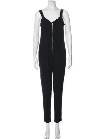 Pre-owned Sandro V-neck Jumpsuit In Black