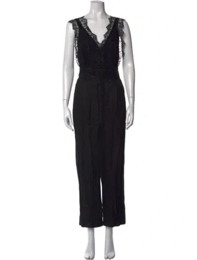 Pre-owned Sandro V-neck Jumpsuit In Black