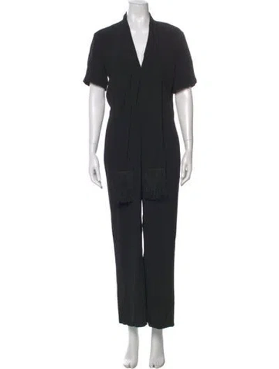 Pre-owned Sandro V-neck Jumpsuit In Blue