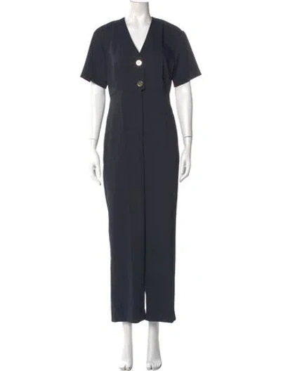Pre-owned Sandro V-neck Jumpsuit In Blue
