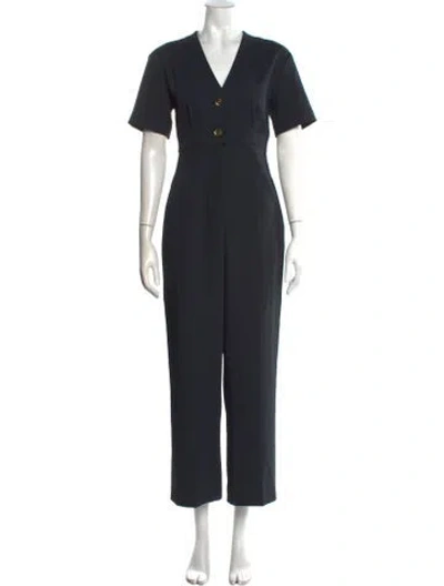 Pre-owned Sandro V-neck Jumpsuit In Blue