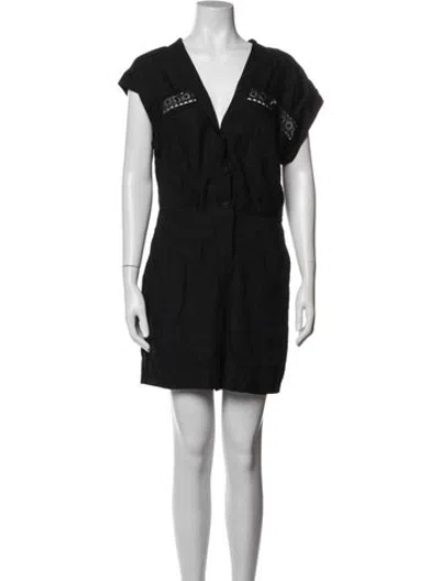 Pre-owned Sandro V-neck Jumpsuit In Blue