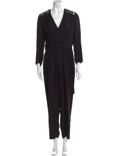 Pre-owned Sandro V-neck Jumpsuit In Green