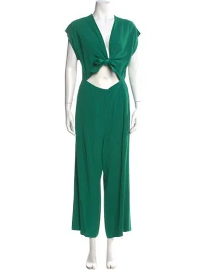 Pre-owned Sandro V-neck Jumpsuit In Green