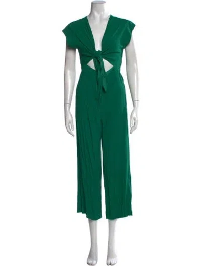 Pre-owned Sandro V-neck Jumpsuit In Green