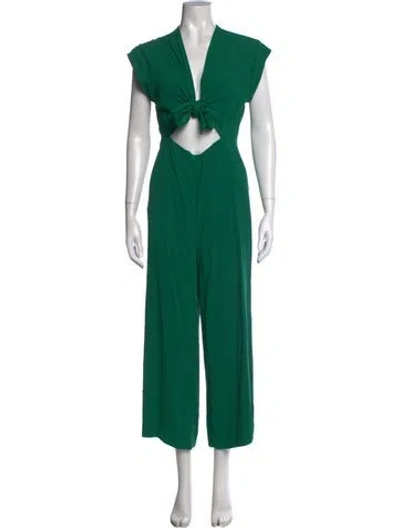 Pre-owned Sandro V-neck Jumpsuit In Green