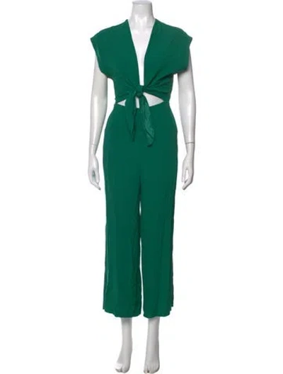 Pre-owned Sandro V-neck Jumpsuit In Green