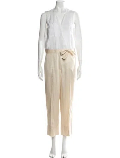 Pre-owned Sandro V-neck Jumpsuit In Neutrals/white