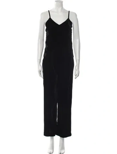 Pre-owned Sandro V-neck Jumpsuit W/ Tags In Black