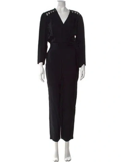 Pre-owned Sandro V-neck Jumpsuit W/ Tags In Black