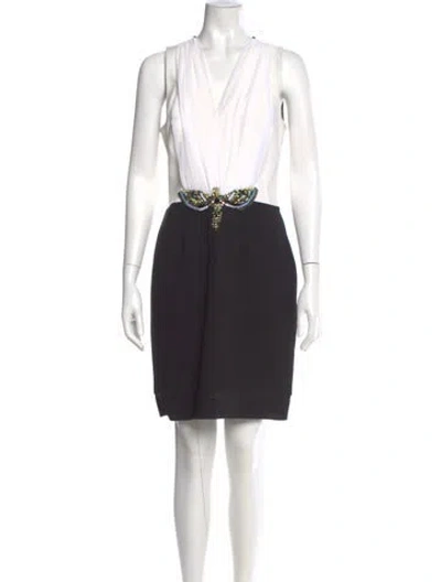 Pre-owned Sandro V-neck Knee-length Dress In Black