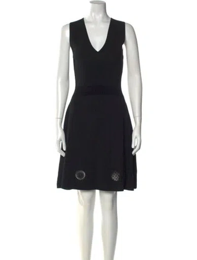 Pre-owned Sandro V-neck Knee-length Dress In Black