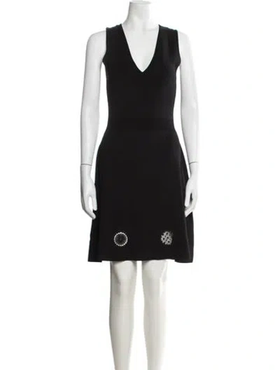 Pre-owned Sandro V-neck Knee-length Dress In Black