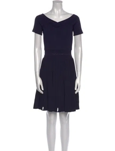 Pre-owned Sandro V-neck Knee-length Dress In Blue