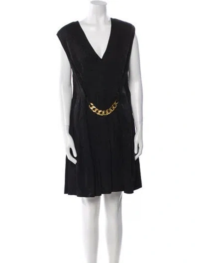Pre-owned Sandro V-neck Knee-length Dress In Blue