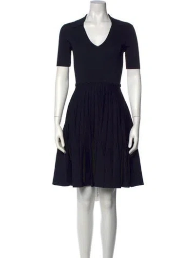 Pre-owned Sandro V-neck Knee-length Dress In Blue